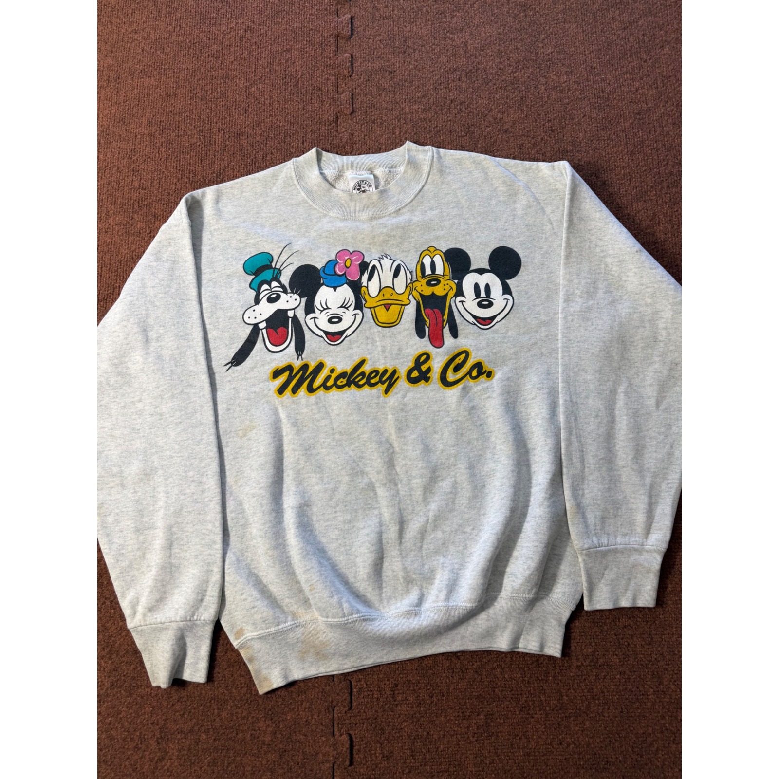 Vintage Mickey  Co Disney Character Crewneck Sweatshirt Gray Large Made In Usa